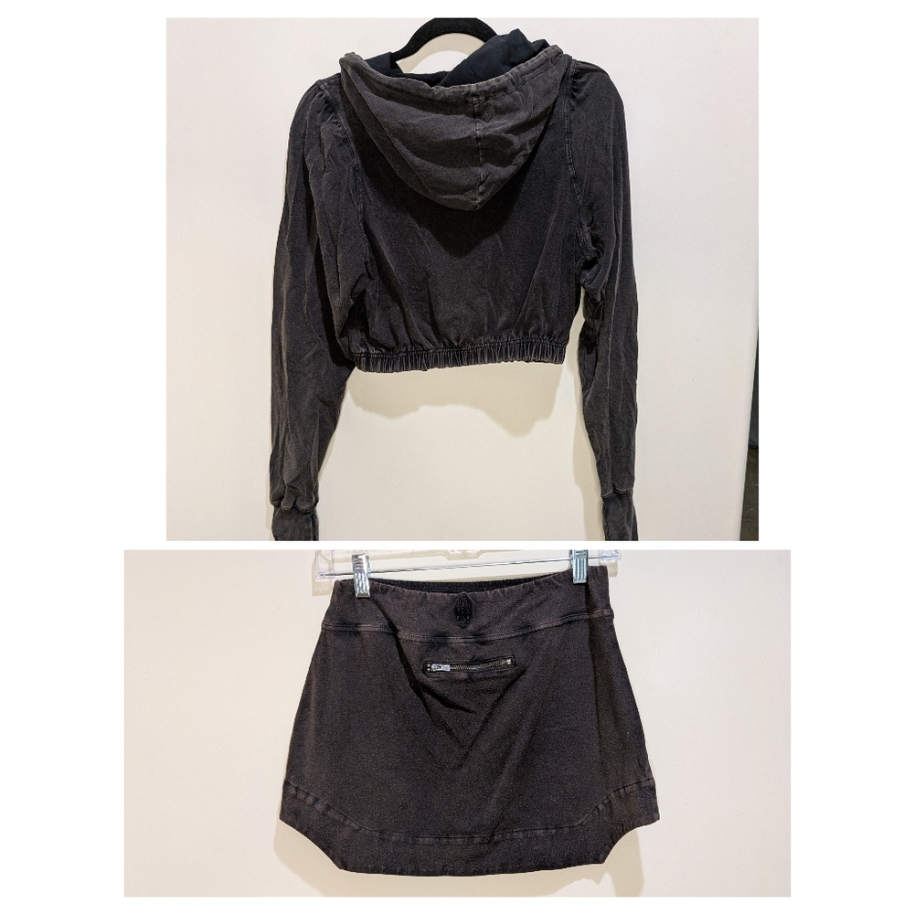 Free People Movement Hot Shot Skirt Set Skort Hoodie Two Piece Grey Small - Picture 3 of 7